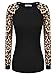 Meaneor Women's Long Sleeve Leopard Print Casual Slim Fit Tunic T shirts Top