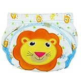 C-Princess ベビー用布おむつカバー コットンタイル布製オムツカバー 男の子 女の子兼用 アニマル風可愛いライオン柄デザイン 洗濯可能水遊び用おむつパンツ イエロー (Ｍ)