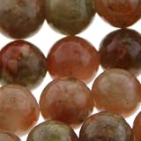 Autumn Jasper : Round-Plain - 6mm Diameter, Sold by: 7 Inch Strand with Angel Mountain Beads Heart Charm (.625 x .570 inches)