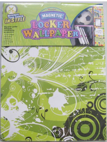 MagnaCard Magnetic Locker Wallpaper, Green Swirl Diva Design, 3 pack, 9 inch x 12 inch (30085)