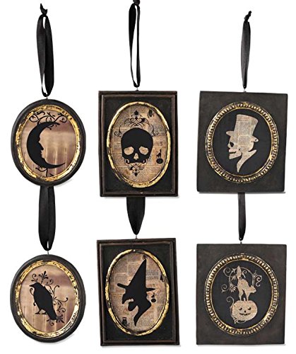 BETHANY LOWE Halloween Gothic Inspired Silhouette Portait Ornaments – Set of 6 BETHANY LOWE Halloween Gothic Inspired Silhouette Portait Ornaments – Set of 6