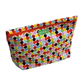Ambajam Large Fabric Cosmetic Bag, Mod Dot Orange Zipper