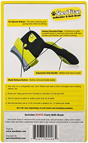 SHEDTITAN Deshedder & Curry Bath Brush Super Value Bundle, the Complete System to Reduce Shedding