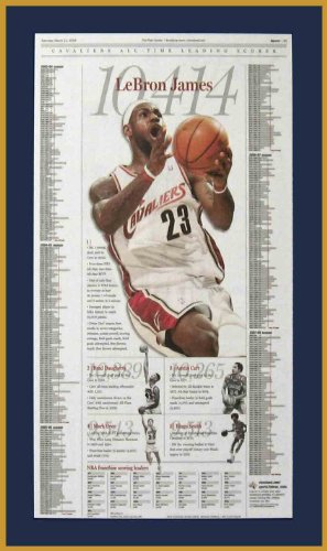 Cleveland Cavaliers - 10414 - LeBron James Leading Scorer - Wood Mounted Newspaper Print