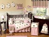 JoJo Designs 9-Piece Baby Crib Infant Bedding Set - Pink and Brown Modern Polka Dots