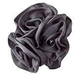Black Silky Rosette Brooch/Hair Clip - 4x4 Pin and Hair Clip Backing
