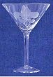 Individually Hand Etched Fleur De Lis Martini Glass 8 1/4"H Set / 4