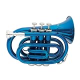 Cecilio Blue Lacquer Finish Bb Pocket Trumpet w/ Case and Accessories