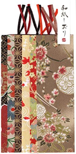 YUZEN Washi Japansese Paper Book Marker Set of 6,Brown