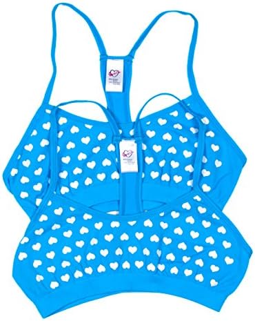 Gyrl Co. Girls Training Bra 2-Pack (Small, Blue/White Hearts)