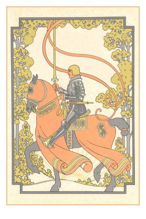 Art Nouveau Knight on Charger Premium Poster Print, 8x12