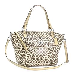 Coach Leah Signature Op Art Shopper Bag Tote Purse 13142 Brown
