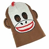 Brown / White Sock Monkey Ski Mask Hat Cap