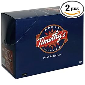 Timothy's World Coffee, Colombian, Decaffeinated, K-Cups for Keurig Brewers, 24-Count Boxes (Pack of 2)