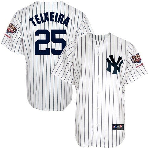 Mark Teixeira New York Yankees Replica Jersey w/ World Series Champions Patch - XL