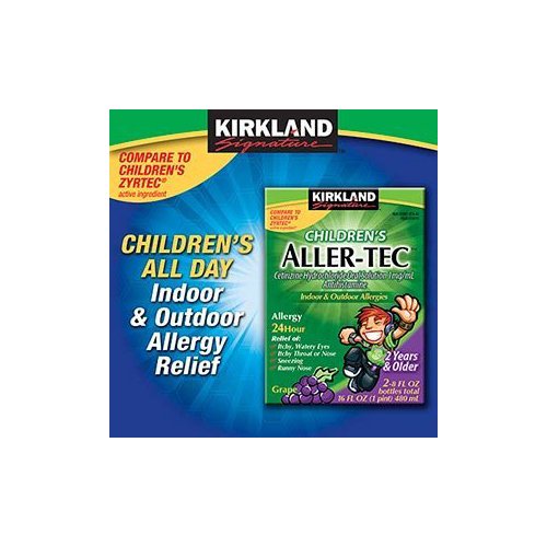 Kirkland Signature Children's Aller-Tec Cetirizine Hydrochloride 1 Mg/Ml, Grape, 8 Ounce
