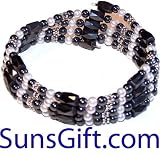 HAWAII Magnetic Hematite Bracelet Necklace WHITE PEARLS Hawaiian