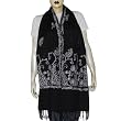 Black Scarve Stoles Wool Embroidery India 80 x 29 inches