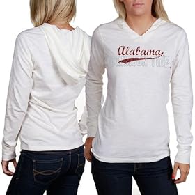 Buy Alabama Crimson Tide Ladies Cream Quad Hooded Long Sleeve Premium T-shirt