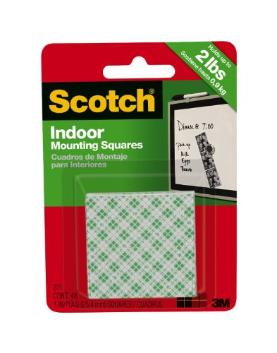 3M Scotch Indoor Mounting Squares, 1-Inch, 48-Square, 4-PACK