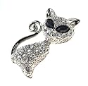Accessories By Park Lane, O2804, Diamante Cat Brooch With Crystal Stones