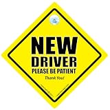 NEW DRIVER Please Be Patient Car Sign, Baby on Board Sign Style, FREE UK Postage, Newly Passed Driver Car Safety Sign'