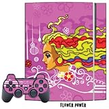 Skin Decal Cover for Playstation 3 Console + two PS3 Controllers - Flower Power