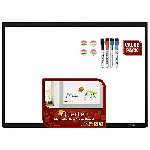 Quartet Magnetic Whiteboard, Dry Erase Markers & Magnets Value Pack, Frame Color May Vary (44200)