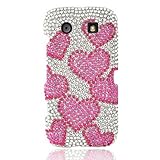 WIRELESS CENTRAL Brand Hard Snap on case With RAINING PINK HEART Rhinestone ....