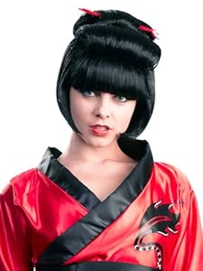 Enigma Wigs Women's Geisha Bob, Black, One Size