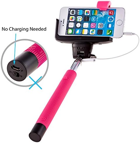 [Overstock Sale] PTDC Selfie Monopod Stick with Built-in Remote Shutter, Wired Cable, Pink Arm Extender | Only for Iphone 6 6plus 5s 5c 5 4s 4, Samsung S3 S4 S5 S6 Note 4 3 2 É