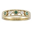 14K Yellow Gold Emerald and Diamond Anniversary Band