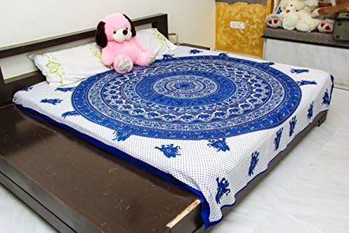 Double Bed Sheets Tapestry Wall Hanging Traditional Drapery Arras Dosser Elephant Print Mandala Indian Artisans By Craftelephant