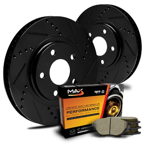 Max KT002281 [ELITE SERIES] Front Performance Slotted & Cross Drilled Rotors and Ceramic Pads Combo Brake Kit (F: 260mm)