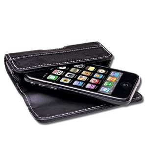 QuickFlipCase for iPhone 3G, iPhone 3GS and new iPhone 4, Grantwood Technology's Premium Leather Horizontal Flip Case (Black)