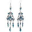Blue Parisian Floral Chandelier Earrings