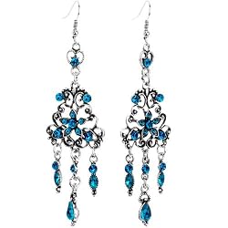 Blue Parisian Floral Chandelier Earrings