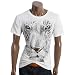 DOUBLJU Mens short sleeve bengal tiger Printed T-shirts(DJ21)-WHITE-Asian 2XL