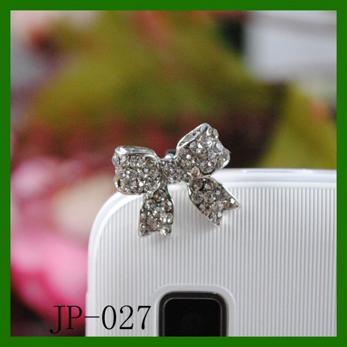 Bow Rhinestone JP-027-Silver Dust Plug / Earphone Jack Accessory / Ear Cap / Ear Jack for Iphone / Ipad / Ipod Touch / All Device with 3.5mm Jack Bow Rhinestone JP-027-Silver Dust Plug / Earphone Jack Accessory / Ear Cap / Ear Jack for Iphone / Ipad / Ipod Touch / All Device with 3.5mm Jack