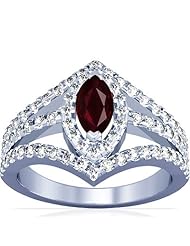 14K White Gold Marquise Cut Ruby Ring With Sidestones (GIA Certificate)