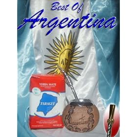 Argentina MATE kit: Gourd covered by 100% argentinean leather + Nickel and bronce straw... by Best of Argentina