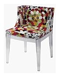 Crystal Clear Dining Arm Chair with Floral Fabric Cover (Set of 2) - DC-493-SET