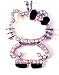 Hello Kitty Full Body Large Crystal Necklace Black Bow