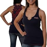 MLB Touch by Alyssa Milano Atlanta Braves Ladies Cut Away Premium Tank Top - Navy Blue (Medium)