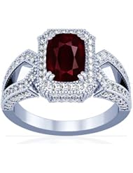 Platinum Cushion Cut Ruby Ring With Sidestones
