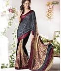 Aalya Beautiful Grey & Maroon printed saree wiyh unstitched blouse