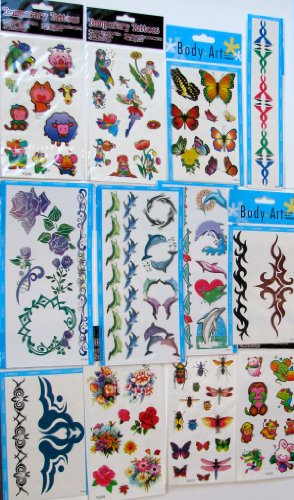 Kids Temporary Tattoos (12 Cartoon Animals