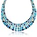Bling Jewelry Blue Topaz Aquamarine Sapphire Color CZ  Fancy Collar Necklace