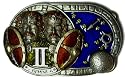 GEMINI THE TWINS, ZODIAC HOROSCOPE SIGN BELT BUCKLE + display stand