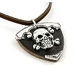 Dark Brown Leather Skull Pendant